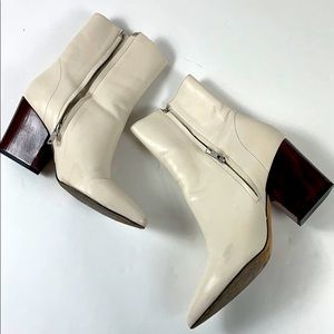 IRO Cream Leather Chunky Heeled Boots